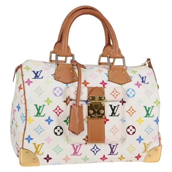 LOUIS VUITTON Monogram Multicolor Speedy 30 Hand Bag White M92643 Auth 118954V - Picture 1 of 15